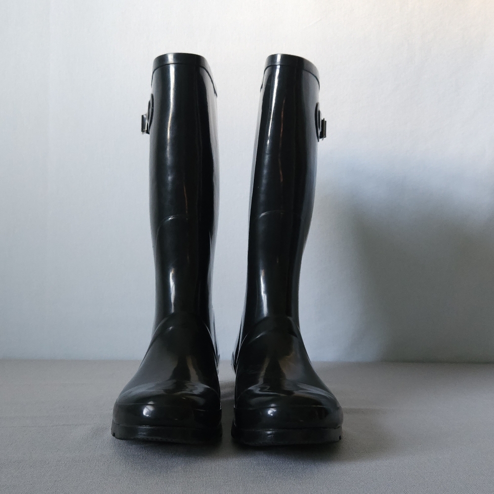 Nomad Womens Black Tall Rain Boots 11 Waterproof Rubber Pull-On with Buckle - Picture 9 of 11